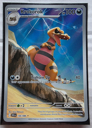 Pokemon - Krokorok *Illustration Rare* Black Bolt 136/086 (LP)