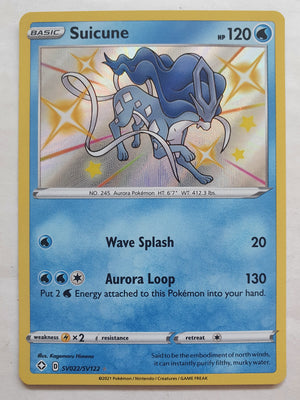 Pokemon - Suicune *Shiny Holo Rare* Shining Fates SV022/SV122 (NM)